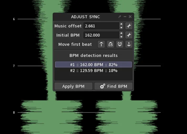 Results in the Adjust sync menu of AV