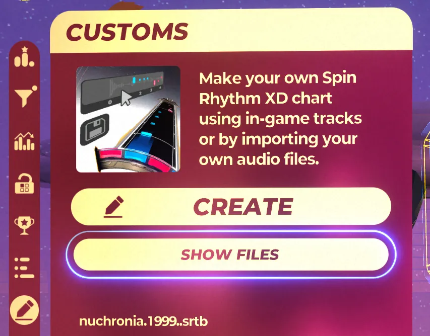 Location of the Show files button